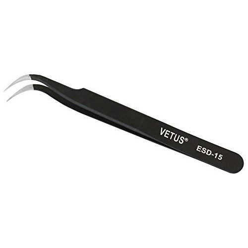 Vetus Pinza Negra Anti Estática Smd De Acero Inoxidabl...