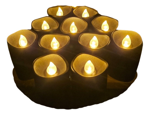 Set 12 Velas Led Color Negro Fiesta Halloween Parpadeantes