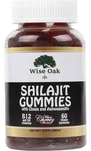 Wise Oak 60 Gomitas De Shilajit 500mg Sabor Cereza Negra