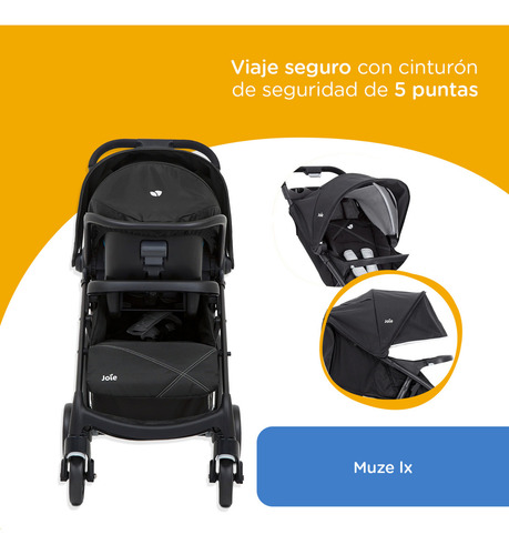 Coche Joie Travel System Muzle Lx - Universal Black Color Negro