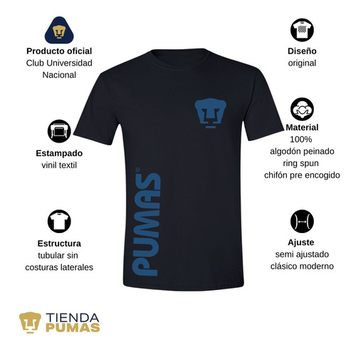 Jersey Playera Fútbol Pumas Unam Hombre Retro Azul Vinil