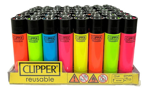 Isqueiro Clipper Maxi Neon Caixa Com 48