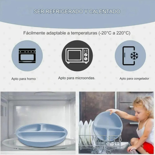 Set Alimentación Bebes Silicona Completo Plato Vaso Babero Verde Claro