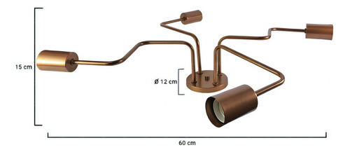 Araña 4 Luces Brazos Vintage Apto Lamparas Led Cobre Gioluce