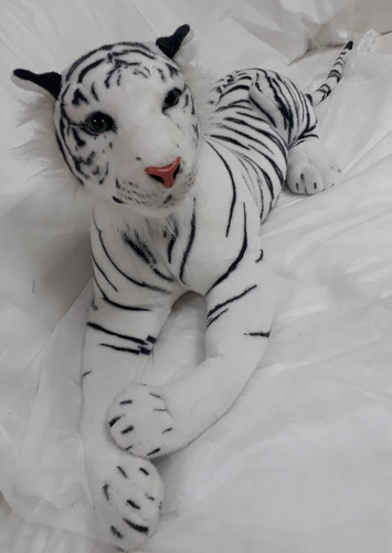 Tigre Branco Pelúcia 1,1 M 115cm Presente Namorada Decoração