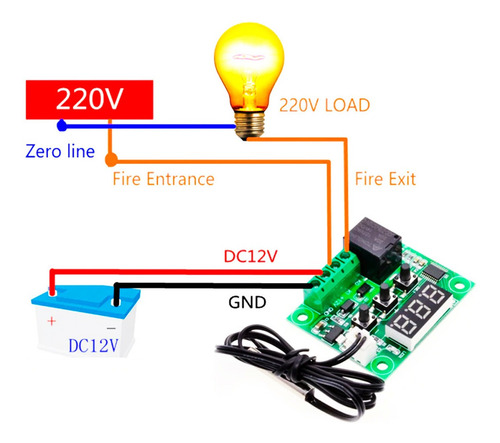 Imagen 5 de 6 de 4 Piezas Termostato W1209 Luz Roja 12v Interruptor + Carcasa