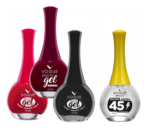 Pack X3 Esmaltes Efecto Gel + Secado Rapido Vogue