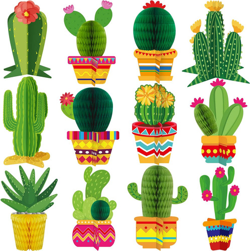 12 Piezas De Decoración De Fiesta De Cactus, Centro De Mesa