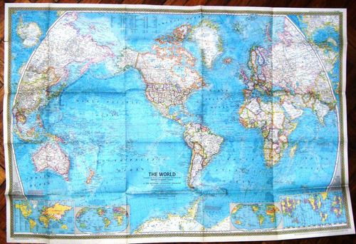 Mapa National Geographic World 1970 Planisferio Con Revista