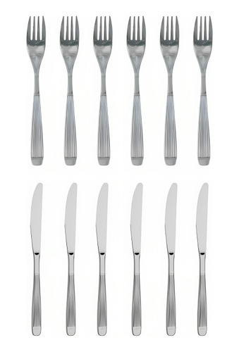 Set 6 Tenedores + 6 Cuchillos De Mesa Acero Inoxidable Carol