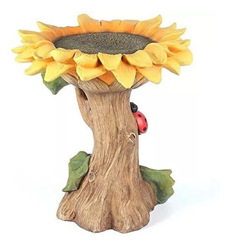 O Beautiful Sunflower Bird Bath, Pedestal Marrón Para Exteri