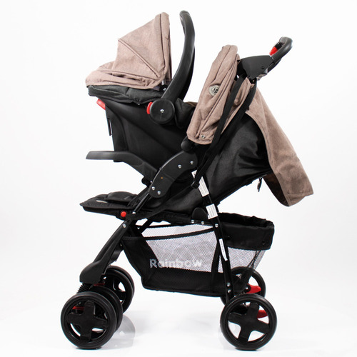 Cochecito Bebé Con Huevito Cuna Rainbow Dinamic Travel Color Beige Chasis Negro