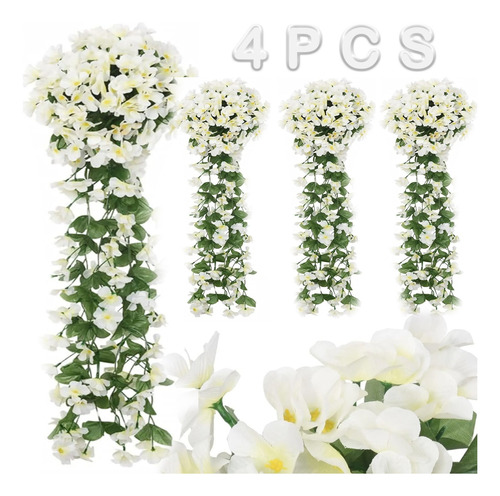 4pcs Flores Artificiales Violeta Decoración Fiesta Bod.