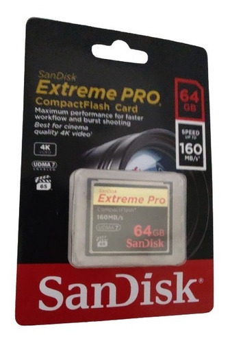 Cartão Compact Flash Cf 64gb Sandisk Extreme Gold  Filma 4k 800x 120mbps 