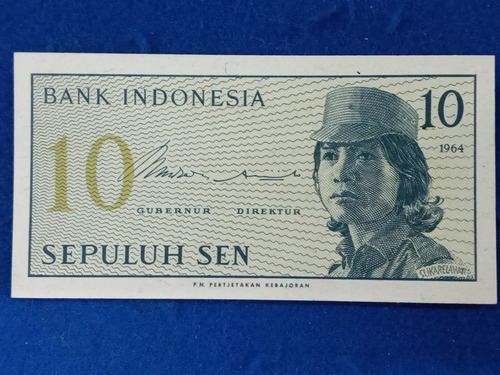 Imagen 1 de 2 de Indonesia 10 Sen 1964 * 