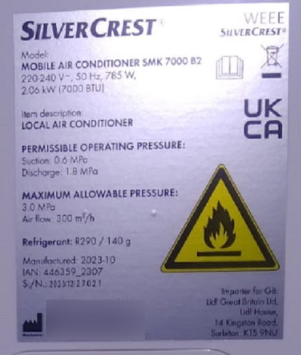 Aire Acondicionado Portátil 3 En 1 Smk 7000 B2 Silvercrest®