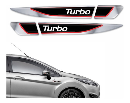 Par Emblema Lateral Paralama Porta Ford Fiesta Turbo Res15