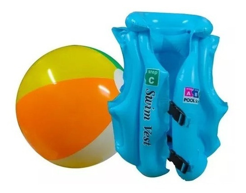 Combo Chaleco Inflable + Pelota De Playa Ideal Niños Verano