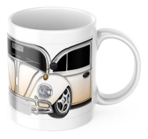 Taza Café Bocho Blanco Automóvil Carro Vintage Animado 11 Oz