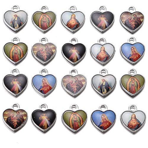 50 Piezas De Medallas Del Corazón De Virgen María Nue...