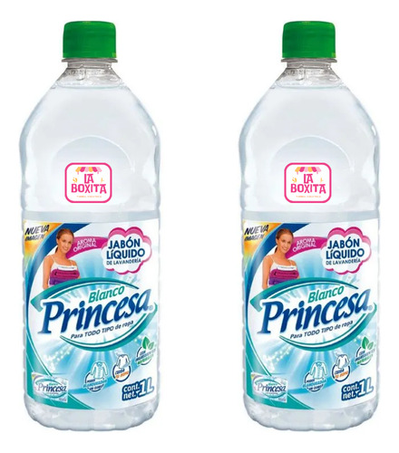 2 Jabón Líquido De Lavandería Blanco Princesa 1l Yucateco