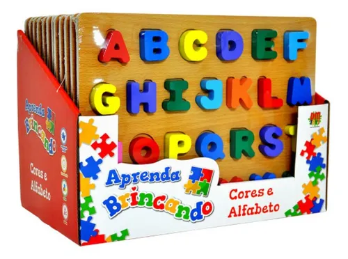 Quebra Cabeça Encaixe Letras Didático Alfabeto Brinquedo Mdf