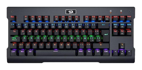 Teclado gamer Redragon Visnu K561 QWERTY Outemu Blue espanhol américa latina cor preto com luz rainbow