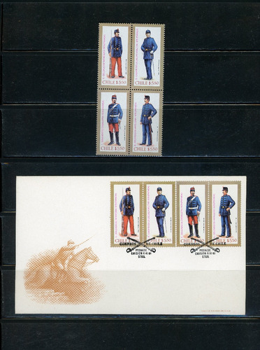 Sellos Post. De Chile. Uniformes Militares De Chile, De 1879