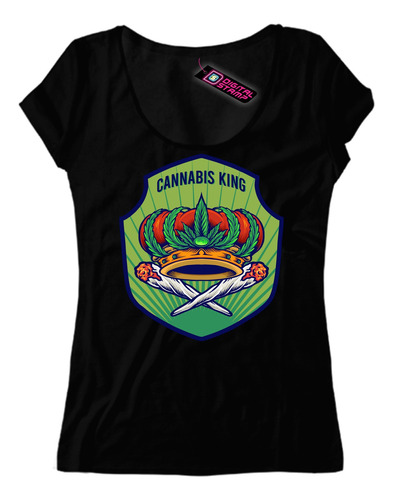 Remera Mujer Cannabis King Marihuana Corona Can15 Dtg Premiu