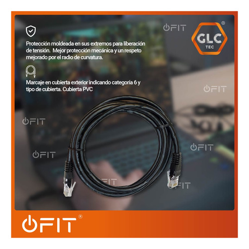 Imagen 5 de 11 de Patch Cord Utp Glc Cat 6 De 1.80 Metros