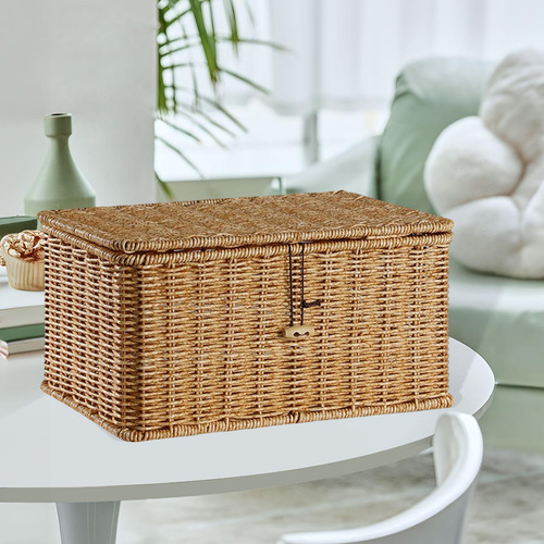 Canasta De Almacenamiento Con Tapa De 36cmx23cmx16cm