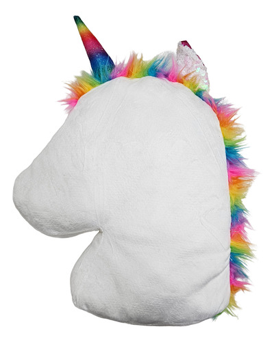 Peluche Almohadón Unicornio Lentejuelas Reversibles Blanco