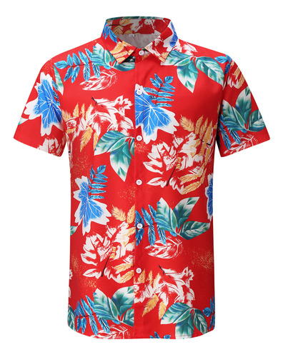 Camisa En Forma De U Para Hombre, Hawaiana, Manga Corta, Est
