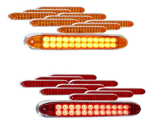 10 Plafon 24 Led Barra Bisel Cromo Alta Baja Estrobo Chico F