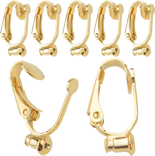 20 Piezas Convertidores De Pendientes Clip Dorado Sin P...