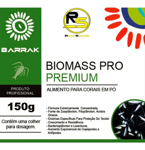 Biomass Pro Premium Barrak Alimento Para Corais Em Po 150g