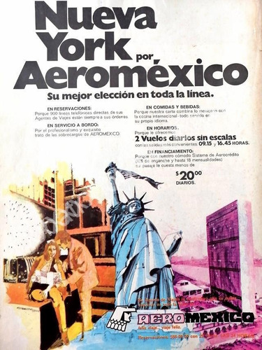 Cartel Aerolinas Aeromexico 1973 432 Publicidad Artistica