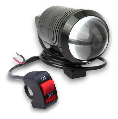 Faro Proyector Lupa Cree Led Auxiliar + Switch U2 Moto Avip