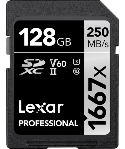 Lexar Memoria Sd Xc Uhs-ll 128gb 1667x 250mb/s 4k Silver