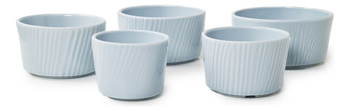 X 5 Cazuelas Dip Pote Apilable Porcelana Germer Dunas Color Azul