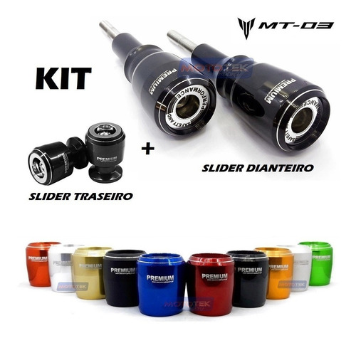 Kit Slider Premium Dianteiro E Traseiro Yamaha Mt03 Mt 03