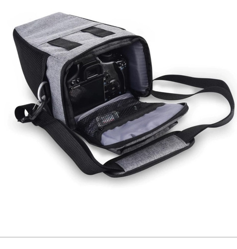 Bolso Para Cámara Fotográfica Lona Gris Resistente