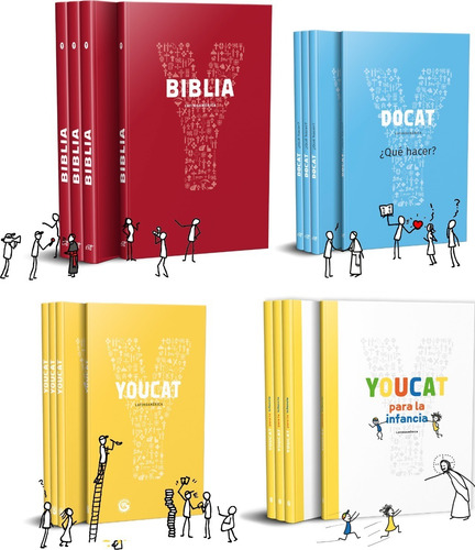 Paq. Libros. Youcat Infancia, Y-biblia, Youcat Lat. Y Docat