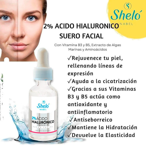 Acido Hialuronico Uso Cosmetico Suero Facial + B3 B5 30 Ml