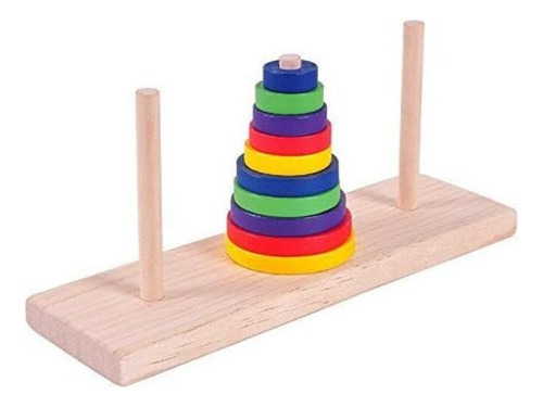 . Juego Madera Encajable Montessori Didáctico Torre Hanoi Gd