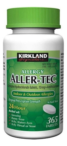  Antihistamínico 10 Mg Aller Tec Sin Sueño Alergia 365 Tabls Sabor Neutro