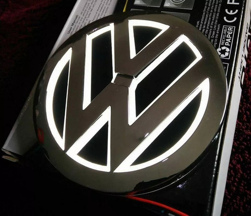 Logo Led Volkswagen Blanco Mide 11cm Emblema Mk6 Vento