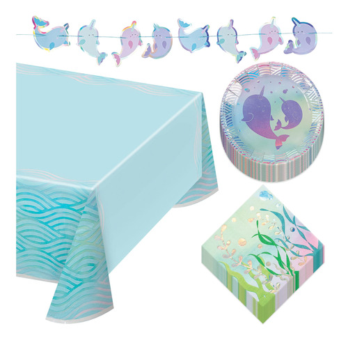 Hoopla Narwhal Party Pack Juego Plato Postre Papel Mantel 16