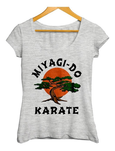  Remera Miyagi Karate Diseño Gris Melange