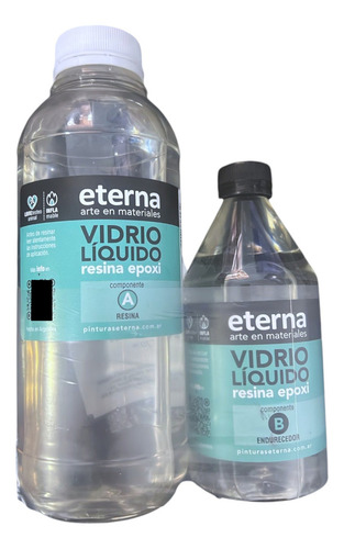 Resina Epoxi Vidrio Líquido Eterna 2 Componentes 1500 Ml